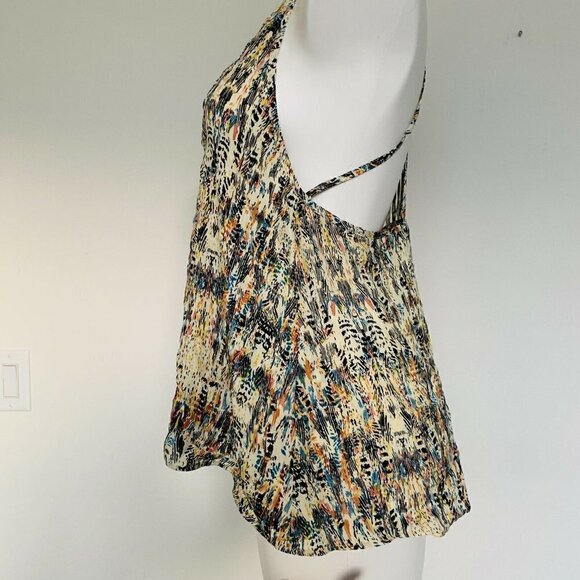 PLANET Blue Bohemian feather summer top beige XSMALL sleeveless flowy NEW - Picture 4 of 11